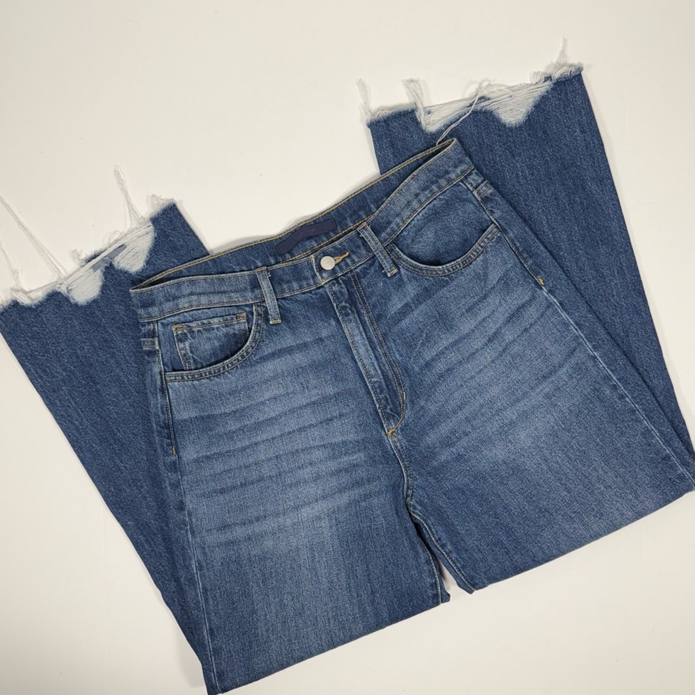 High Rise Wide Leg Joe's Jeans Blue The Blake Distressed Crop 30‎